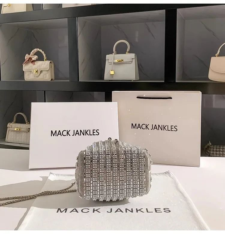 Borsa da donna di design di lusso Borsa con pochette con diamanti lucidi glitterati Borsa per banchetti per feste di nozze Borsa da sera con strass di cristallo