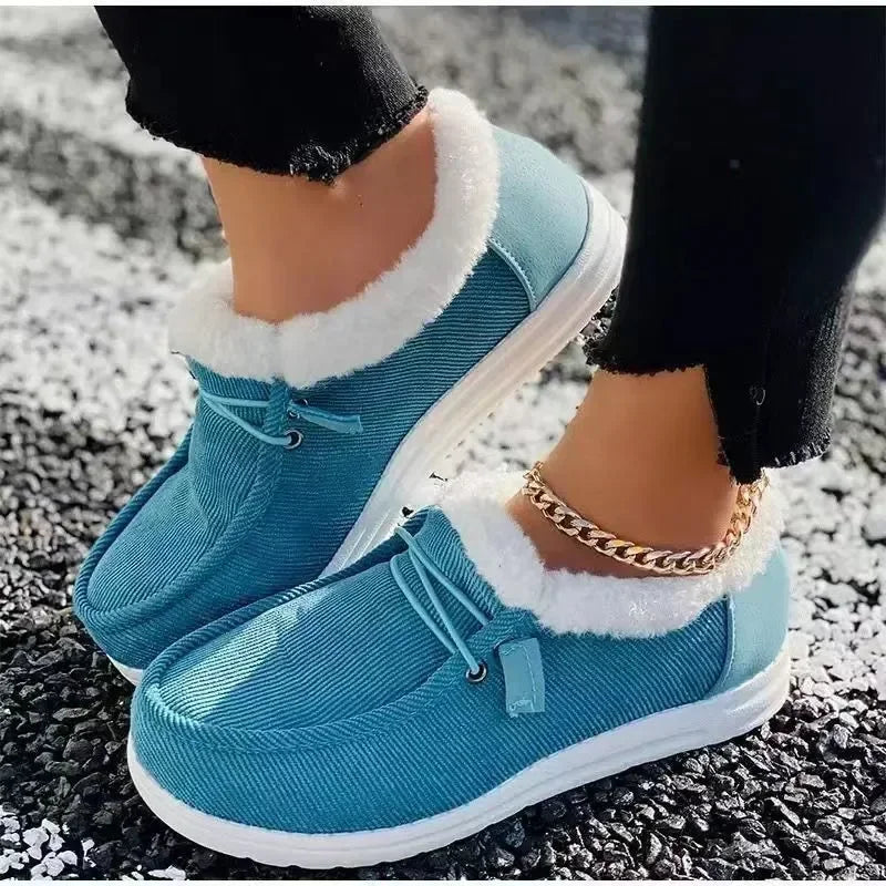 Mocassini caldi da donna inverno nuovi stivali da neve alla caviglia in peluche appartamenti scarpe casual in cotone da donna scarpe sportive con punta tonda solida da donna