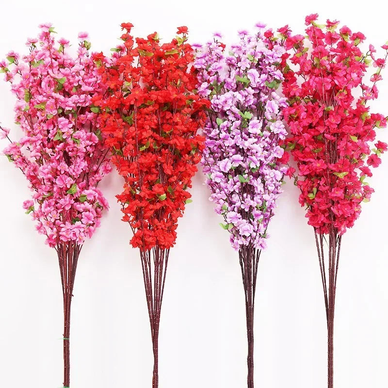 Artificial Peach Blossom 65cm Branch Spring Plum Cherry Blossom Silk Flower Tree Decoration Home Wedding DIY Decoration