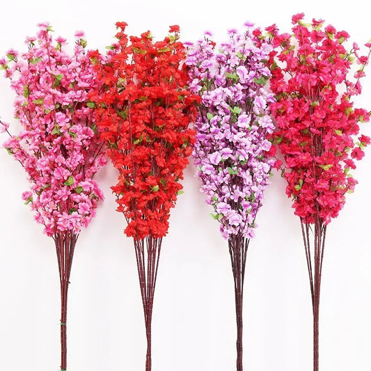 Artificial Peach Blossom 65cm Branch Spring Plum Cherry Blossom Silk Flower Tree Decoration Home Wedding DIY Decoration
