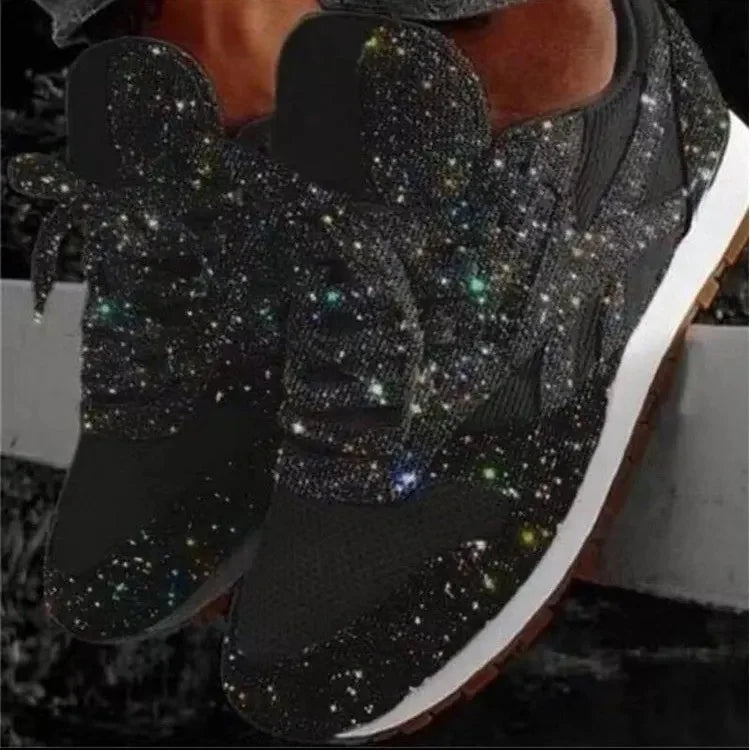 Scarpe Sportive Casual Donna 2020 Nuovo Stile Autunnale con Paillettes, Tacco in Spugna, Traspiranti, con Strass, Suola Spessa, per Studentesse, Taglie Forti