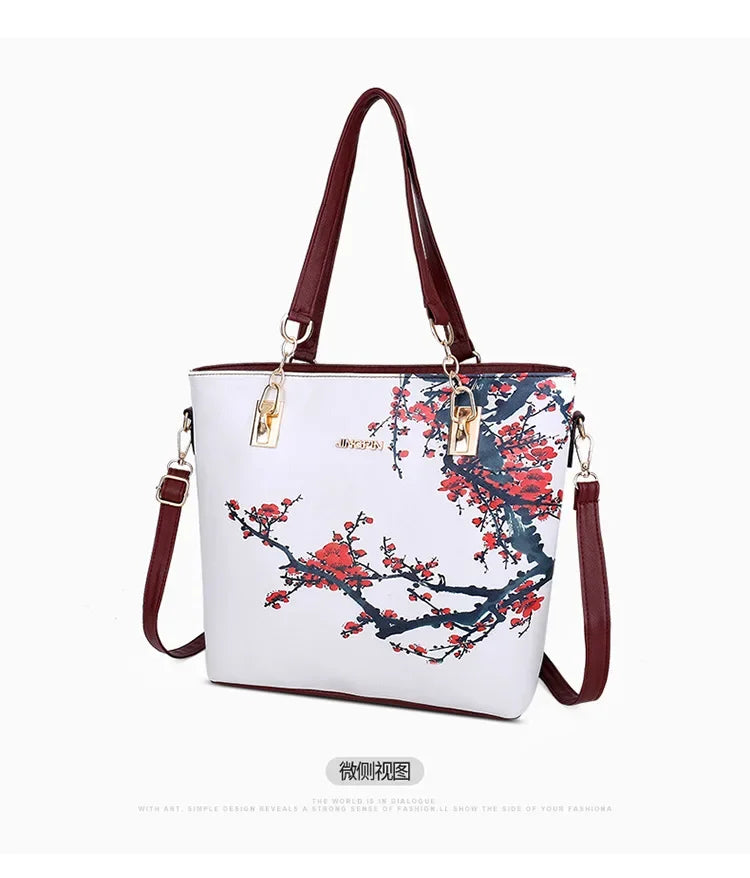 Borse a tracolla da donna con stampa floreale in stile cinese Set borsa composita pratica femminile Set da 6 pezzi marca di design Bolsa