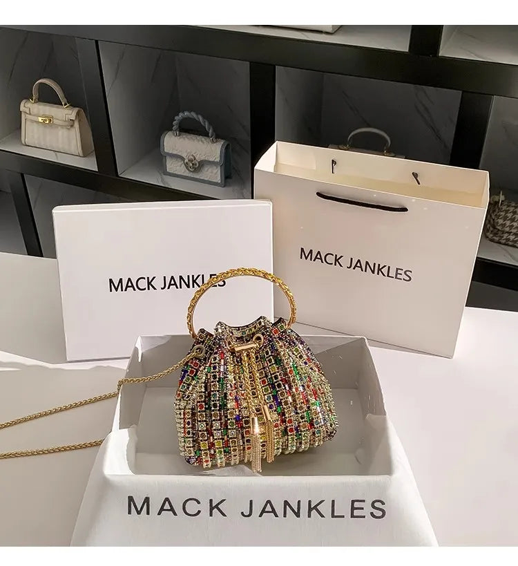 Borsa da donna di design di lusso Borsa con pochette con diamanti lucidi glitterati Borsa per banchetti per feste di nozze Borsa da sera con strass di cristallo