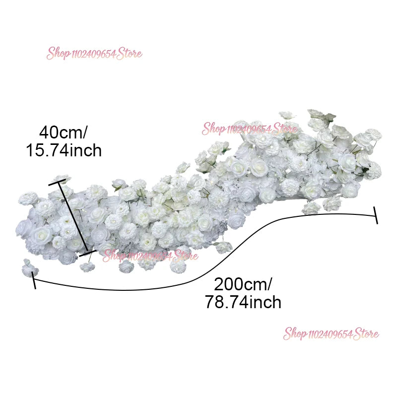 Custom Artificial Flowers Strips Arrangement Event Backdrop Arch Decor Wall Hanging Floral Row Table Sofa Runner Wedding Props