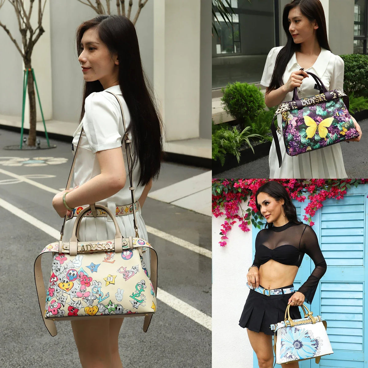 Borsa da Donna con Stampa Floreale, Grande Capacità, Lussuosa Borsa a Mano, Elegante Borsa a Tracolla, Accessorio Quotidiano per Outfit Femminili