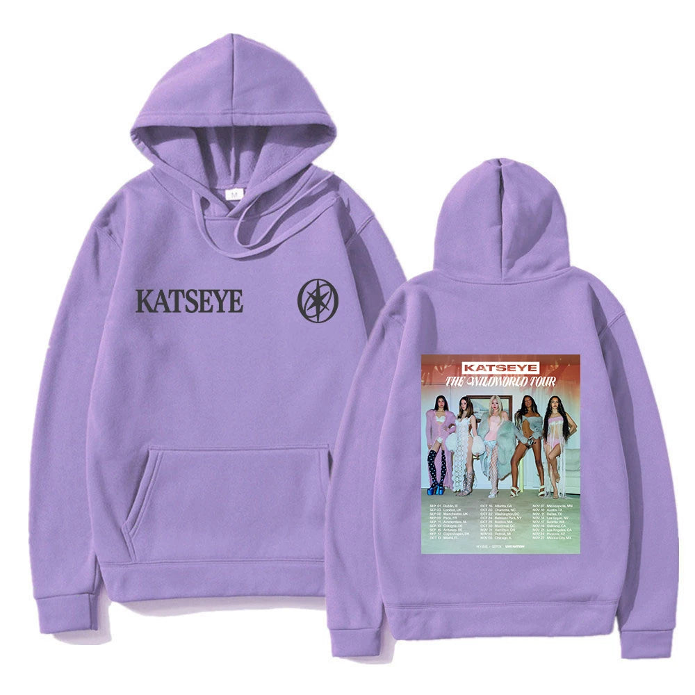 Felpa con Cappuccio KATSEYE THE WILDWORLD TOUR 2026 PINKY UP 2 Album, Abbigliamento Autunno Inverno per Donne, Felpa Vintage per Regali ai Fan
