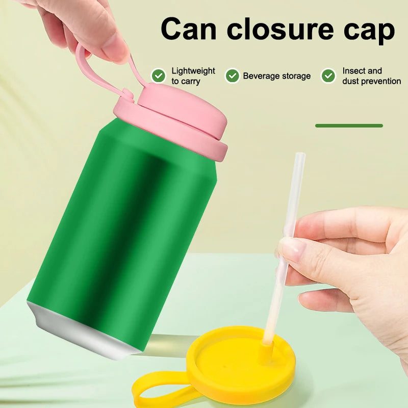 {MX} Creative Soda Can Sealed Cover Color Silicone Straw Beverage Can Cover For Canned Beverage Reusable Tank Lid