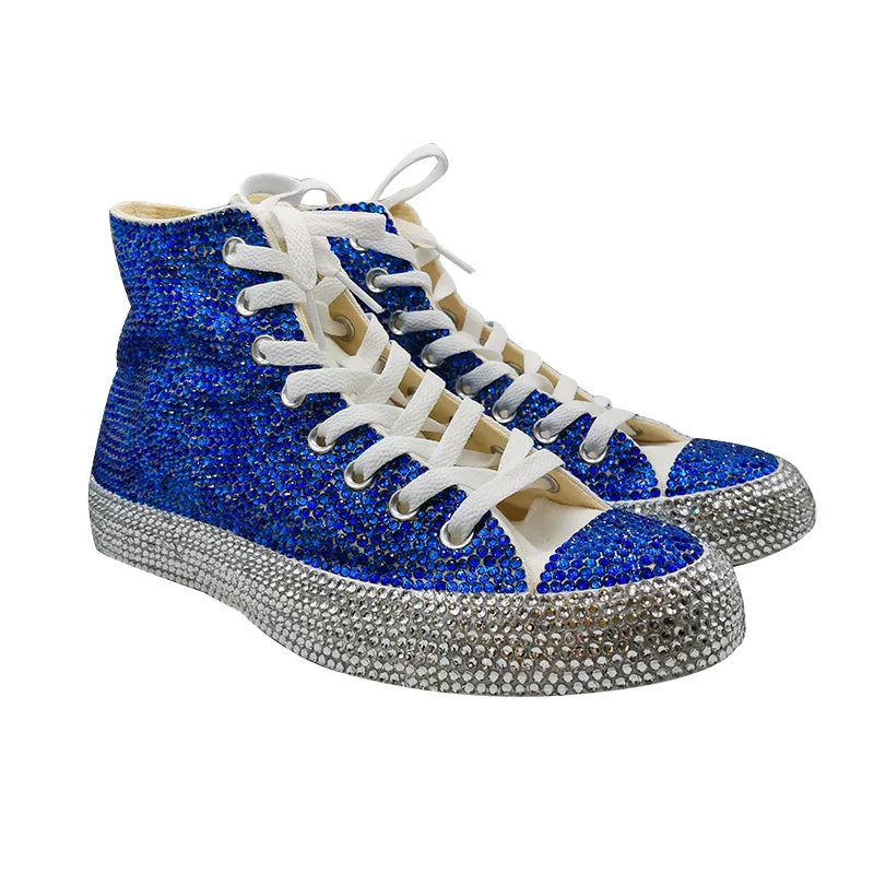 Scarpe da ginnastica Dollbling con strass scintillanti e cristalli, rosse, in tela, per Natale, matrimonio, damigella d'onore, prima comunione