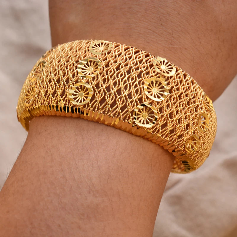 Bracciali Placcati Oro in Stile Dubai per Donne, Gioielli di Lusso per Matrimoni Arabi