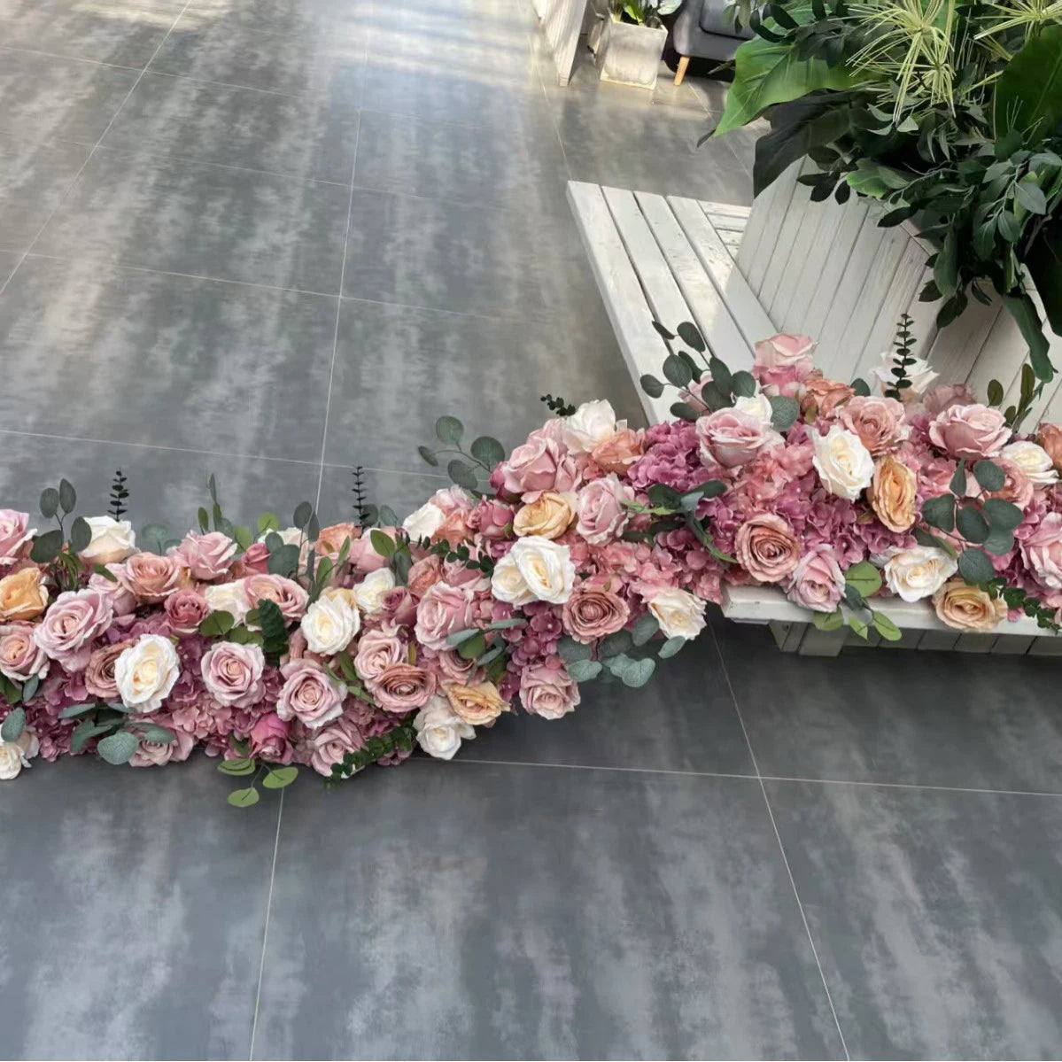 Custom Artificial Flowers Strips Arrangement Event Backdrop Arch Decor Wall Hanging Floral Row Table Sofa Runner Wedding Props