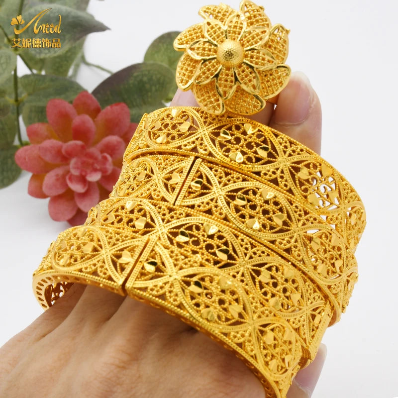 ANIID Bracciale con ciondoli da donna Bracciale in oro 24 carati Gioielli con fiori di Dubai Marchio di gioielli hawaiani etiopi di design africano