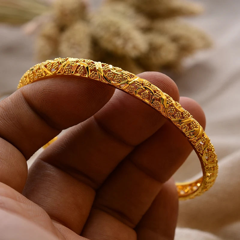 Bracciali Placcati Oro in Stile Dubai per Donne, Gioielli di Lusso per Matrimoni Arabi
