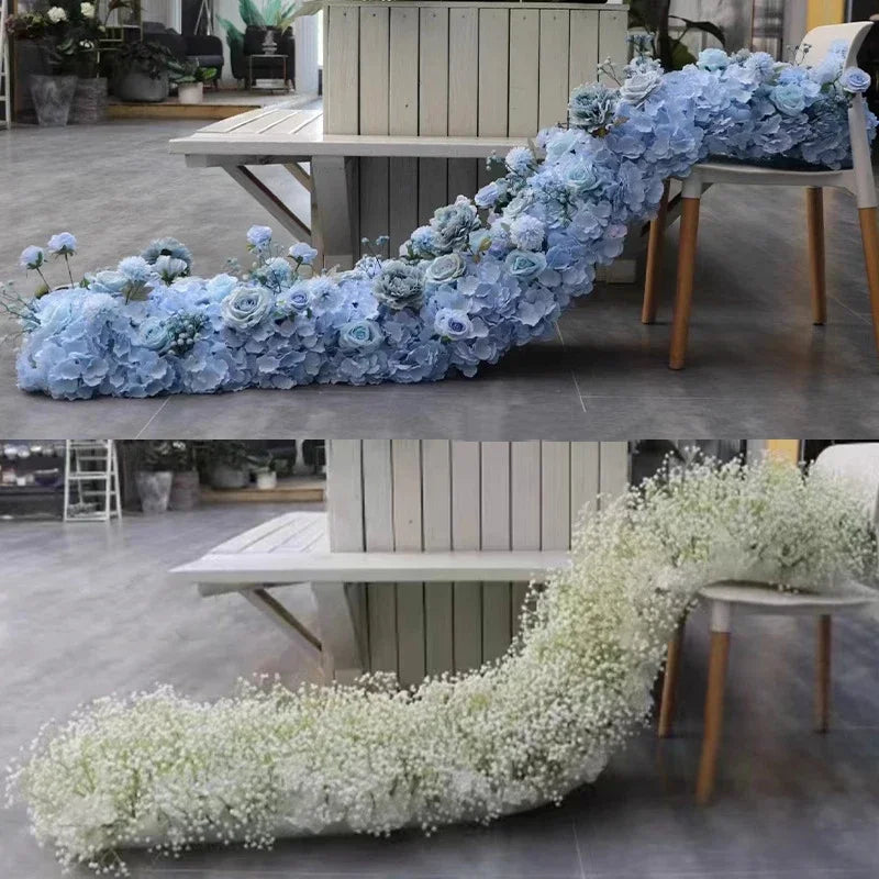 Event Table Floral Strip Silk Flower Row Wedding Backdrop Wall Decor Runner Arrangement Party Arch Deco Floral Celebration Props