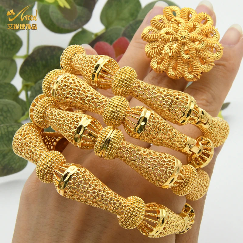 ANIID Bracciale con ciondoli da donna Bracciale in oro 24 carati Gioielli con fiori di Dubai Marchio di gioielli hawaiani etiopi di design africano