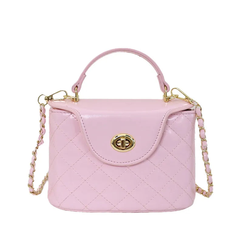Borsa a tracolla da donna con catena a griglia di diamanti stile piccola fragranza, nuova collezione Primavera Estate 2026, elegante e sensuale
