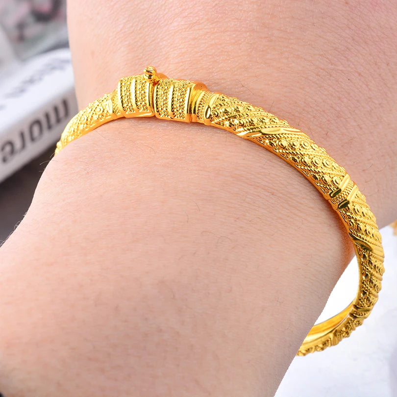 Bracciali color oro di Dubai per donne, bracciale etiope da sposa di Dubai, bracciale africano, gioielli arabi, bracciale con ciondoli dorati