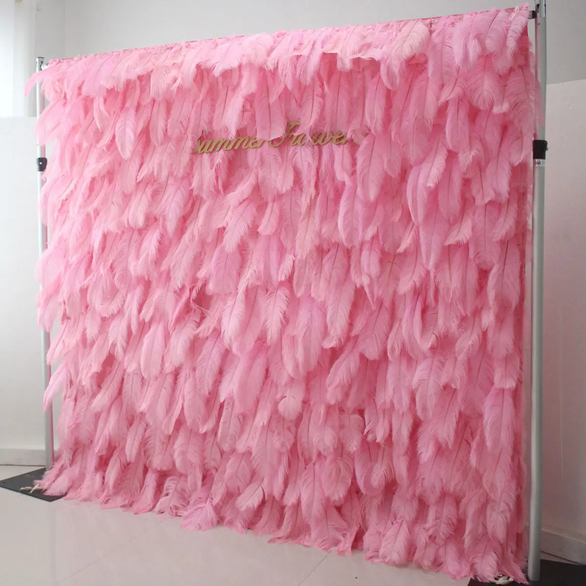 New 5D pink Feather Fabric Flower Wall Wedding Backdrop Decor Cloth Green Plants Wall Birthday Party Event Props Window Display
