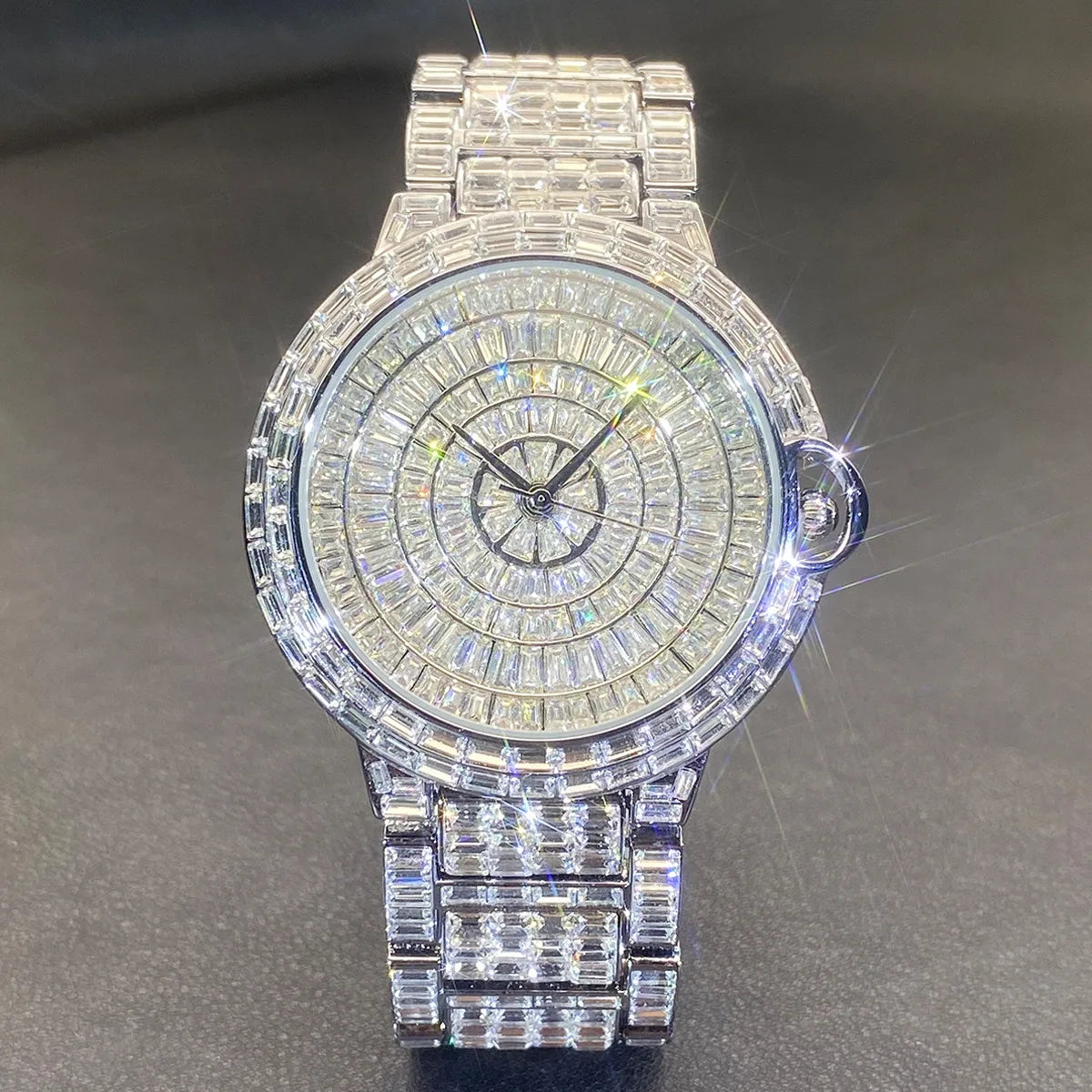 PLADEN Orologio di Lusso Quadrato con Diamanti Incastonati, Cinturino in Acciaio Lucido e Confezione Regalo, Impermeabile, Orologio da Uomo Stile Hip-Hop