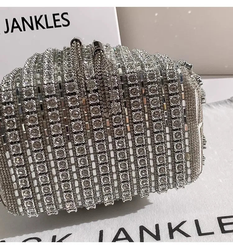 Borsa da donna di design di lusso Borsa con pochette con diamanti lucidi glitterati Borsa per banchetti per feste di nozze Borsa da sera con strass di cristallo
