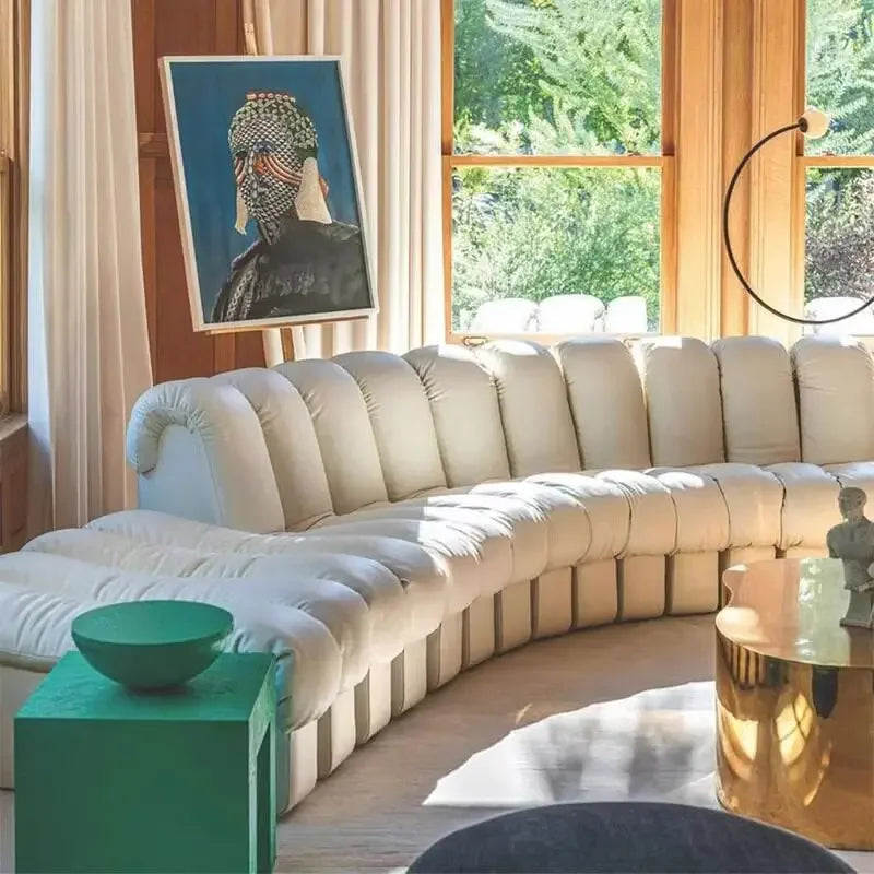Modern simple snake sofa Italian curved leather sofa minimalist large apartment