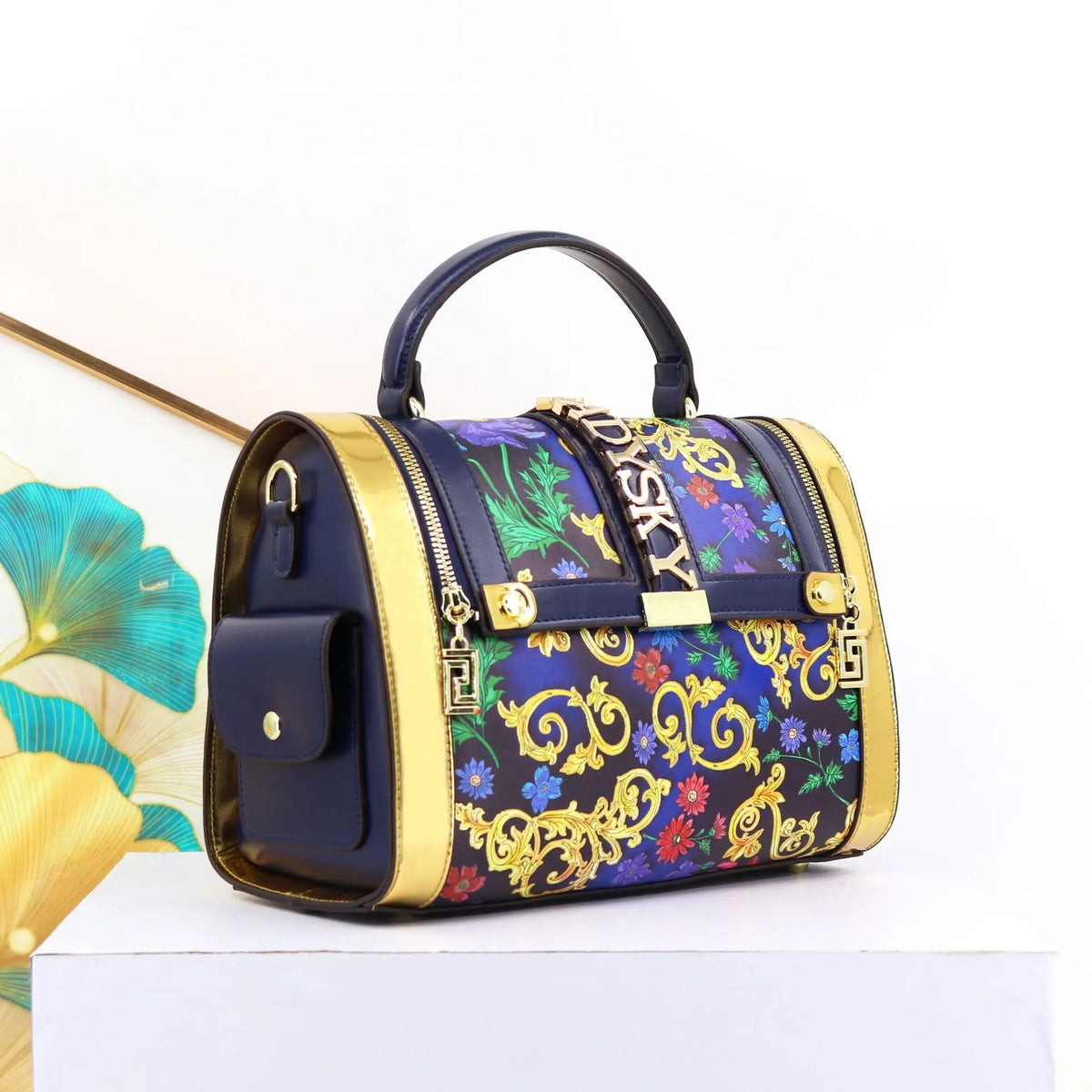 Borsa Boston da Donna con Stampa, Borsa a Spalla Grande Capacità, Borsa a Tracolla con Doppia Cerniera, Stile Mezza Copertura, Borsa con Manico Superiore