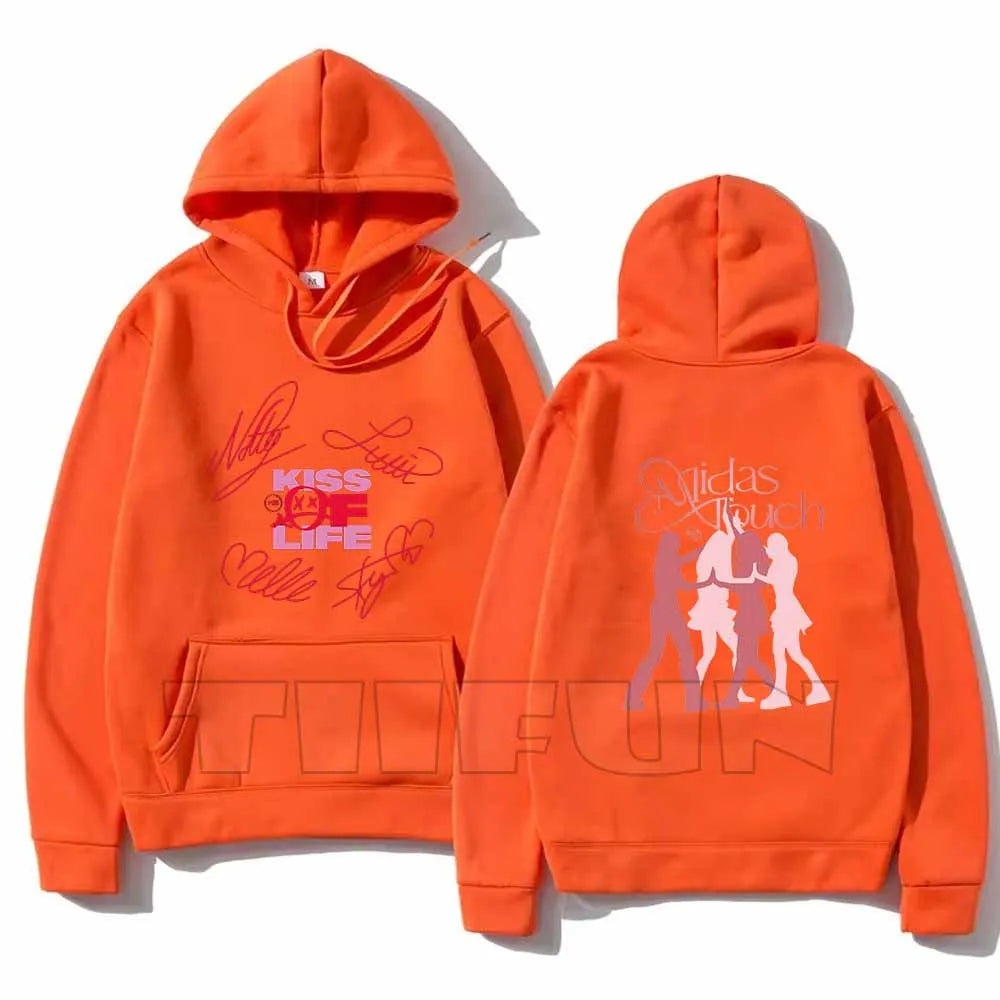 2025 Kiss Of Life Midas Touch Felpe con cappuccio retrò Moda Streetwear Pullover con cappuccio Grafica Sportwear Felpe casual Top