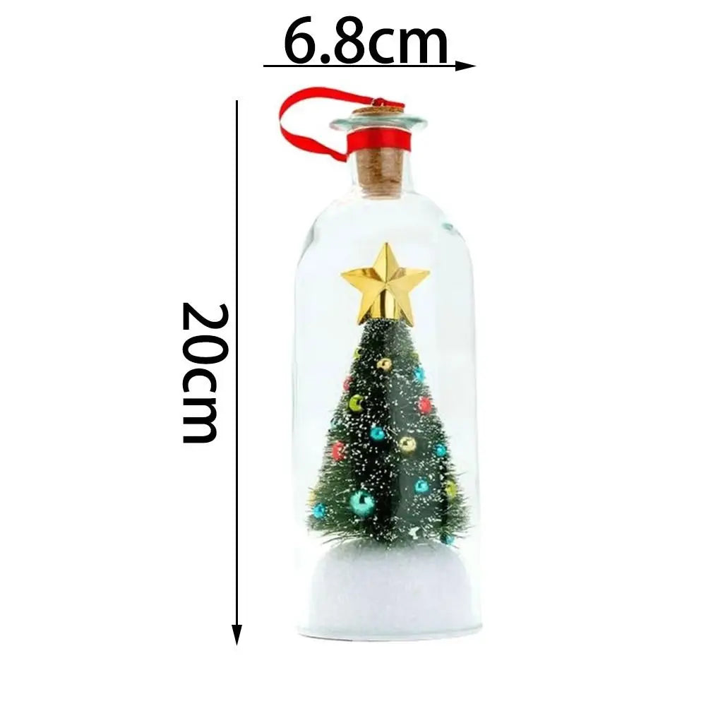 Recordable Christmas Tree Message Bottle Xmas Holiday Keepsake Christmas Props Snowy Scene in Nostalgic Bottle