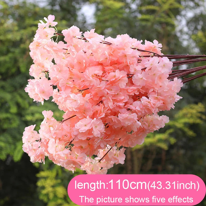 Artificial Cherry Branches Three Pronged Encrypted Peach Cherry Blossom Branch Wedding Arch Activity Living Room Home Decoration