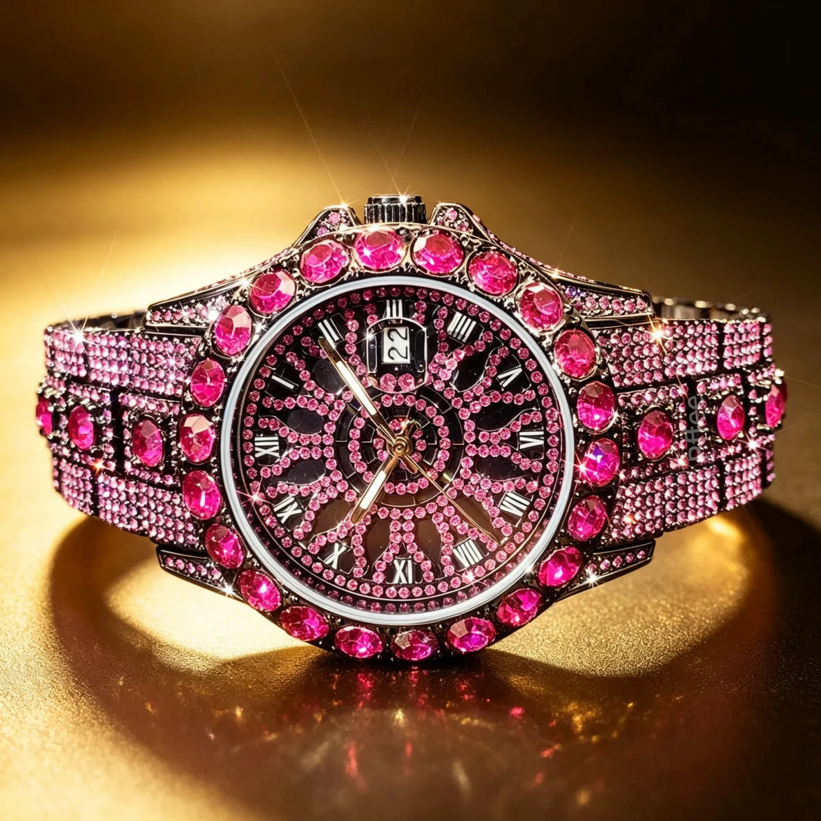 Orologio da Polso Hip Hop Pffee per Uomo, Orologi di Lusso con Diamanti, Orologio con Rubini alla Moda per Donna, Impermeabile con Calendario, Regalo per Ragazze