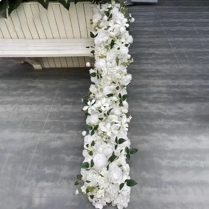 Event Table Floral Strip Silk Flower Row Wedding Backdrop Wall Decor Runner Arrangement Party Arch Deco Floral Celebration Props