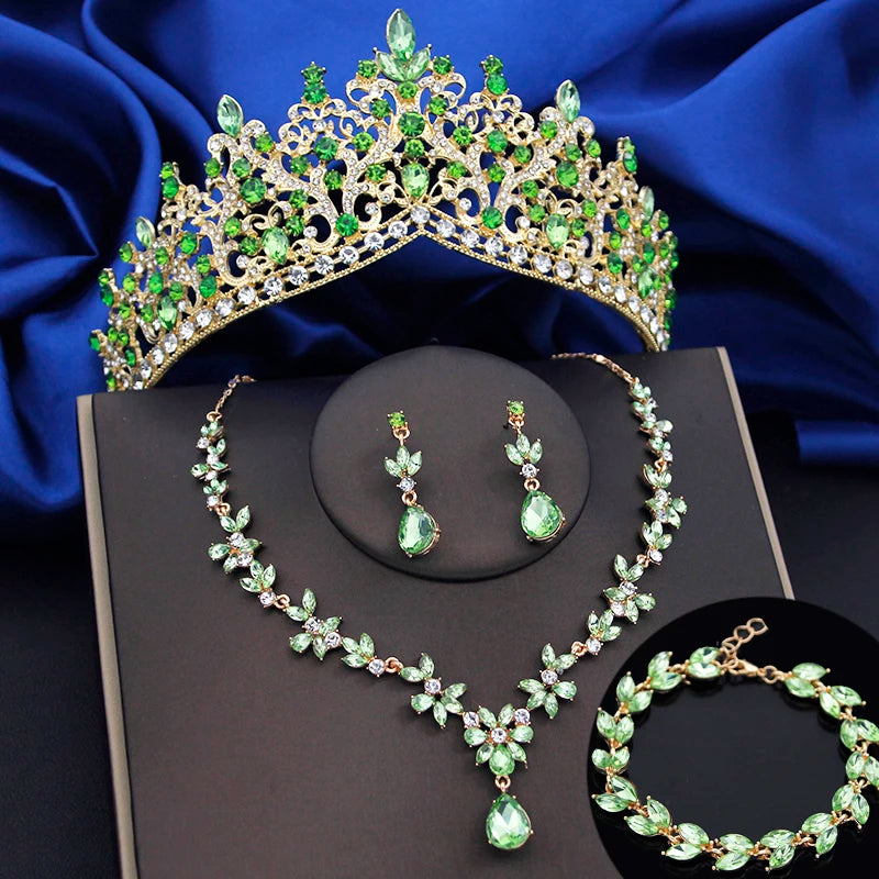 Set Gioielli Corona con Cristalli 4 Pezzi