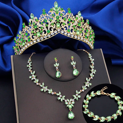 Set Gioielli Corona con Cristalli 4 Pezzi