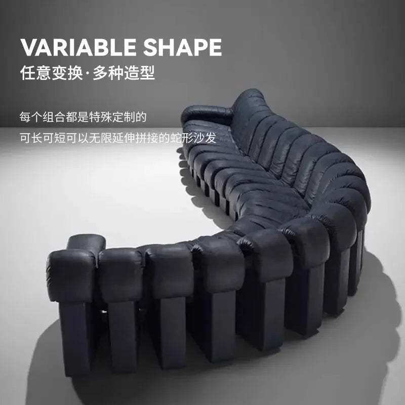 Modern simple snake sofa Italian curved leather sofa minimalist large apartment