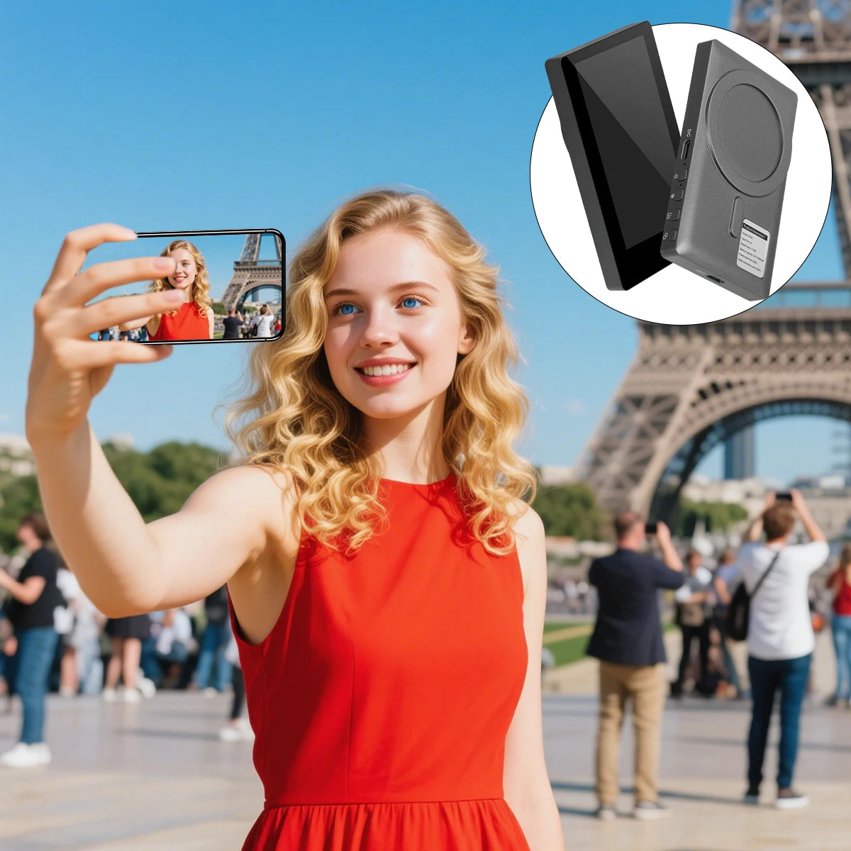 Wireless Vlog Mobile Magnetic Selfie Screen Using Phone Rear Camera for Selfie Vlog or Live Stream Compatible.