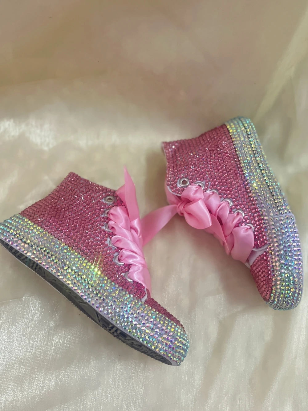 Scarpe da ginnastica Dollbling con strass scintillanti e cristalli, rosse, in tela, per Natale, matrimonio, damigella d'onore, prima comunione