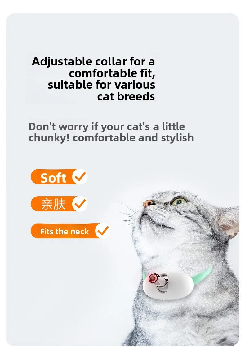 Adjustable Laser Cat Collar Interactive Toy Hands-Free Eye-Safe Red Light for Indoor Cats Dog Automatic Self-Play Toy