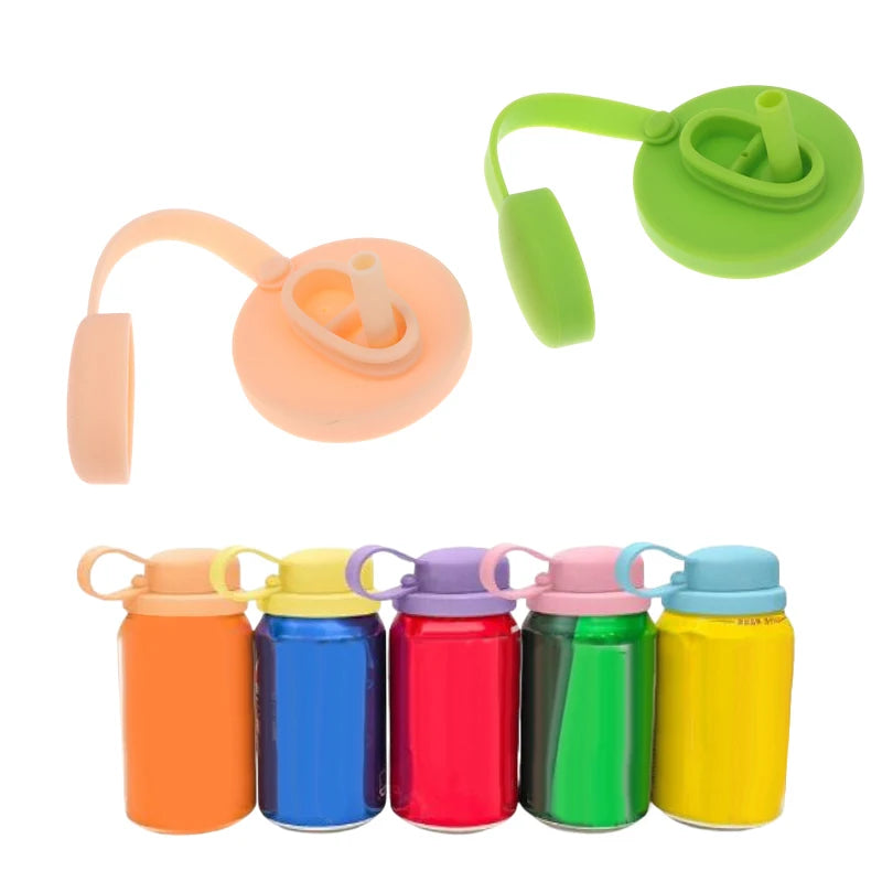 {MX} Creative Soda Can Sealed Cover Color Silicone Straw Beverage Can Cover For Canned Beverage Reusable Tank Lid