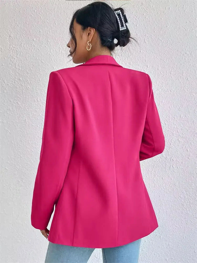 Coreano popolare rosa nuove capispalla donna 2024 moda femminile giacca primaverile casual manica lunga blazer nero cappotti