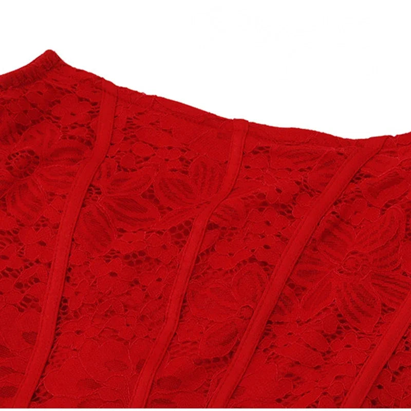 Nuovo abito sexy senza spalline in pizzo bianco per le donne 2024 abiti eleganti abito da sera aderente mini abiti estivi abiti sottili