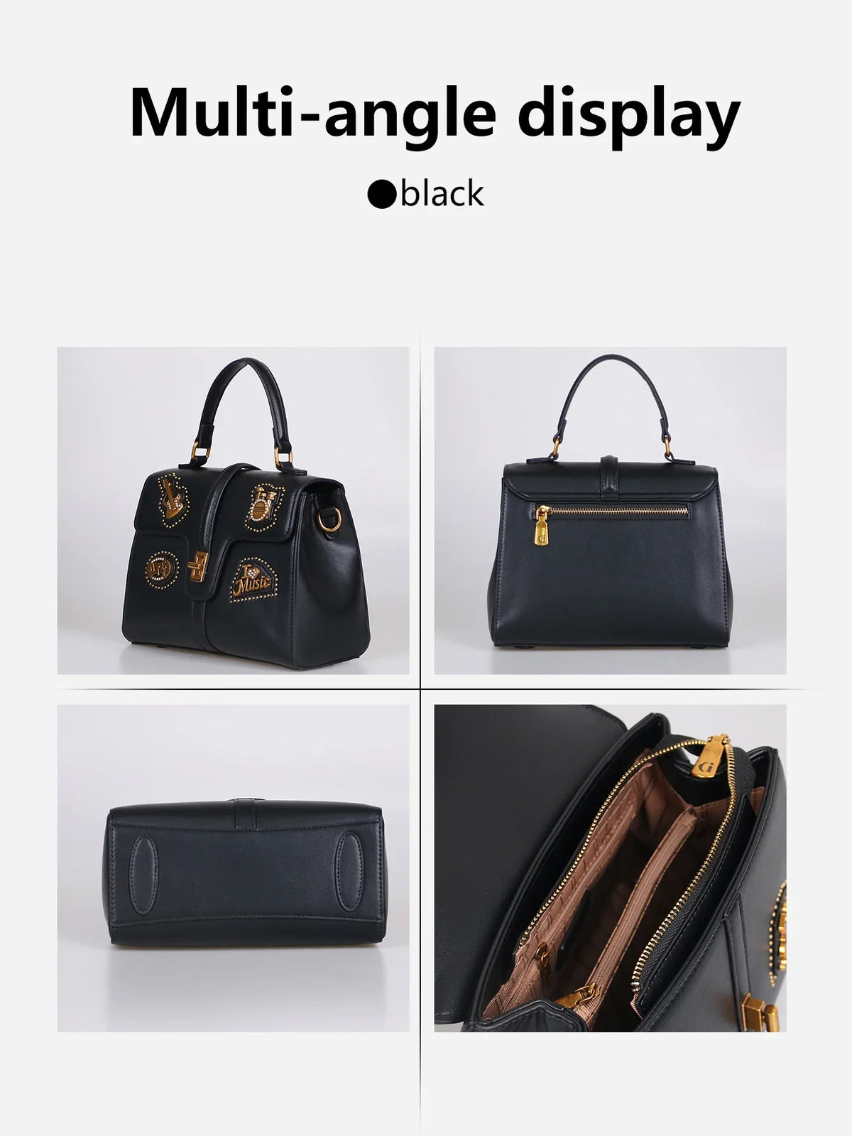 Borsa a Spalla Singola da Donna 2026, Nuova Moda, Borsa a Mano Popolare e di Lusso con Decorazione a Stemma in Metallo Retrò e Pelle di Alta Qualità