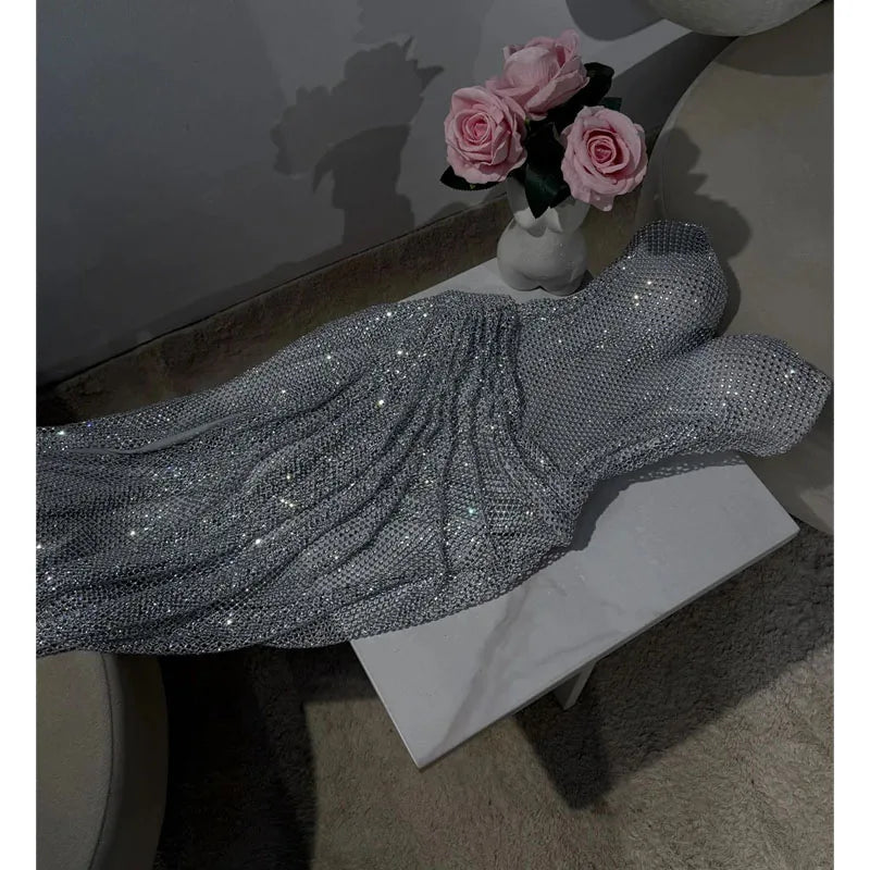 Abiti da Festa Personalizzati EVS, Abiti da Sera a Sirena Senza Spalline 2026, Abiti da Cerimonia Senza Maniche con Paillettes, Eleganti con Spacco Laterale Alto