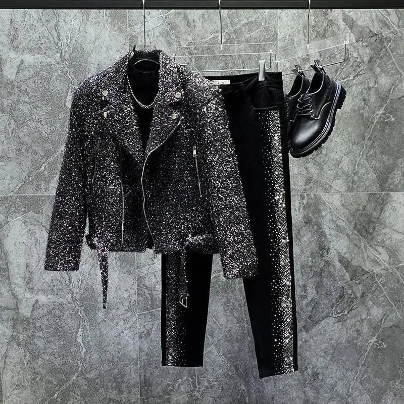 Cappotto blazer autunno inverno Giacca corta da abito corta con design nappa brillante di fascia alta Giacca bella stile coreano allentata estetica