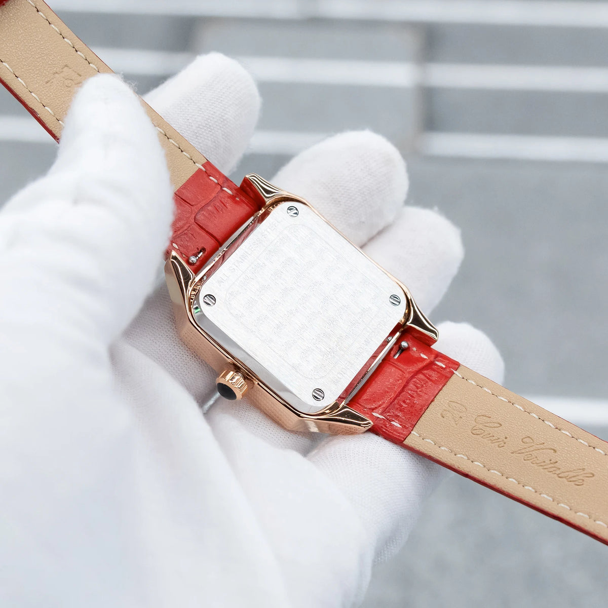 FolliFollie Orologio da donna automatico con quadrante in oro rosa e diamanti con numeri romani, cinturino in pelle, orologio da donna di lusso