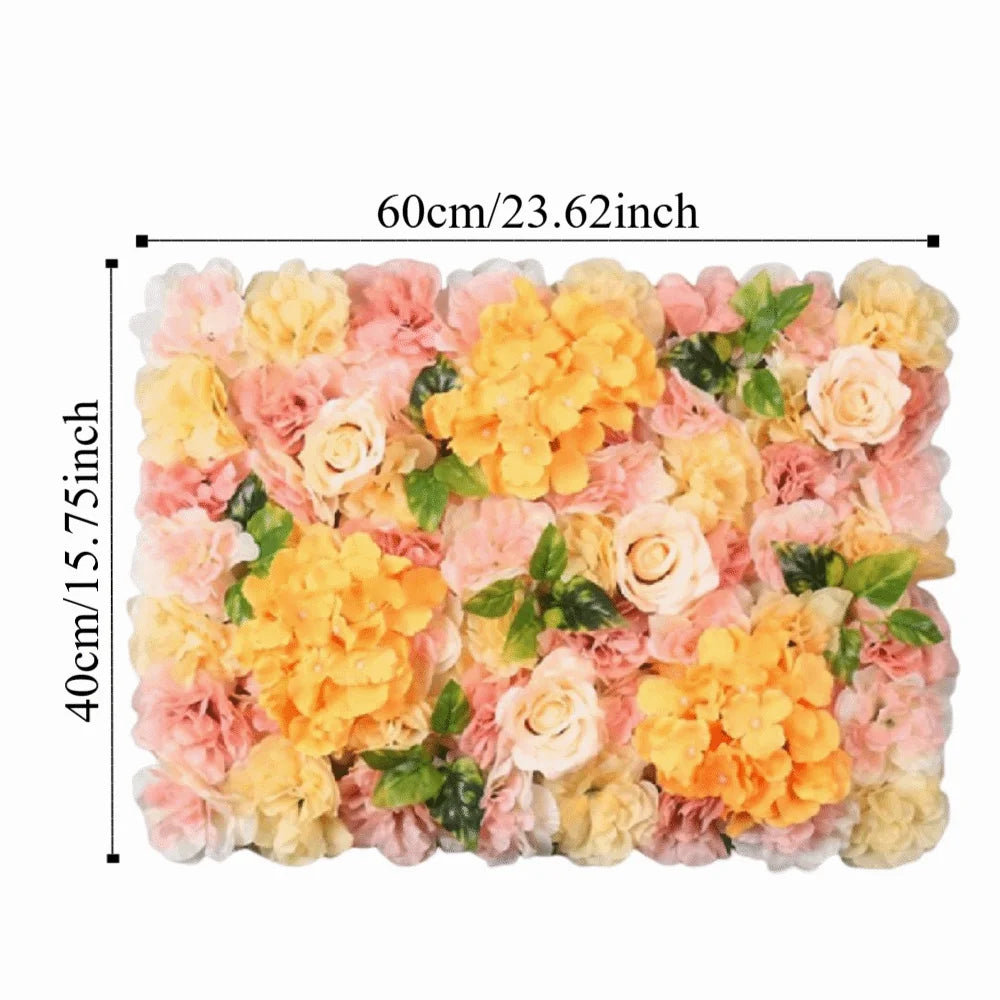 Handmade Artificial Flower Wall Panels Realistic Romantic Wedding Wall Backdrop Easy To Install 60X40cm Plastic 3D Floral Wall