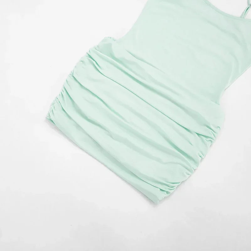 Mini Abito Sexy in Rete Trasparente da Donna, Outfit da Festa Y2K, Vestito Aderente Senza Maniche con Scollo Tondo per l'Autunno, Regalo per le Vacanze