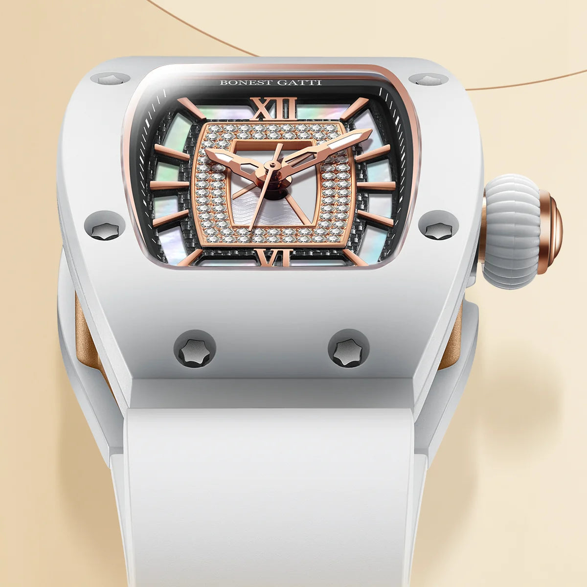 Orologio BONEST GATTI da Donna, Moda Lusso Leggero, Meccanico a Barile, Regalo di San Valentino per la Fidanzata, Serie Phantom con Scatola Orologio