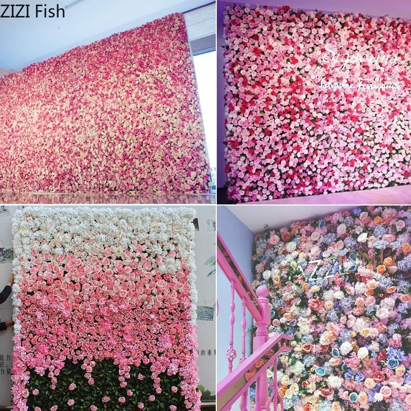 40X60CM Creative Artificial flower rose Flower wall wedding Artificial plants Background wall Christmas silk Modern decoration