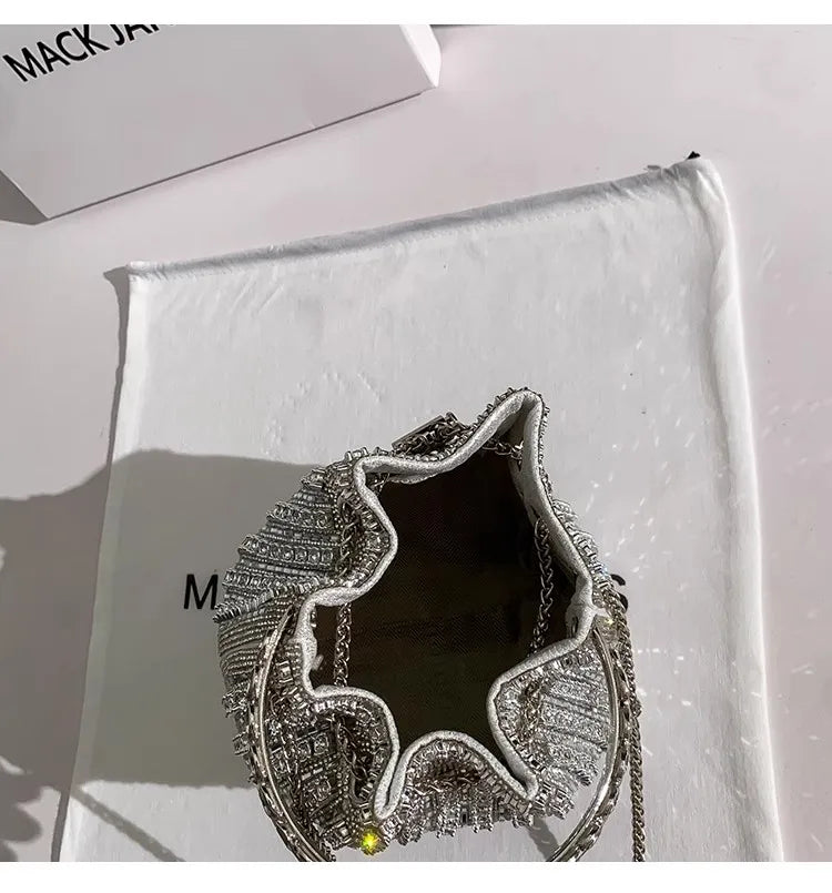 Borsa da donna di design di lusso Borsa con pochette con diamanti lucidi glitterati Borsa per banchetti per feste di nozze Borsa da sera con strass di cristallo