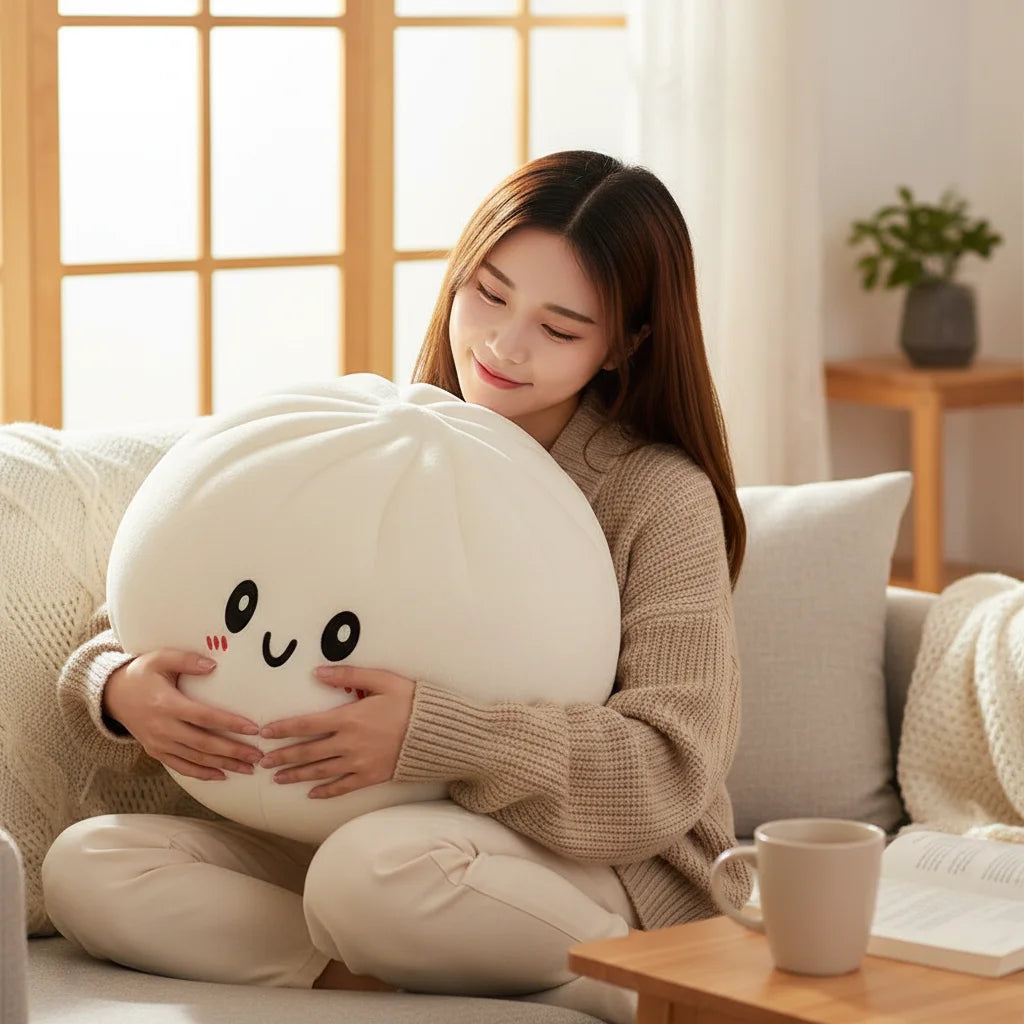 Cuscino Peluche Gigante a Forma di Raviolo