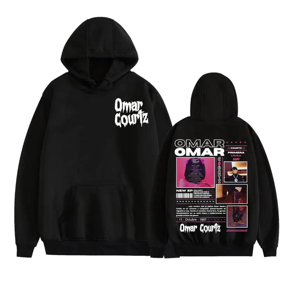 Omar Courtz Primera Musa Felpe con cappuccio grafiche Uomo Donna Abbigliamento Felpa moda Hip Hop Harajuku Felpa con cappuccio in pile casual Streetwear